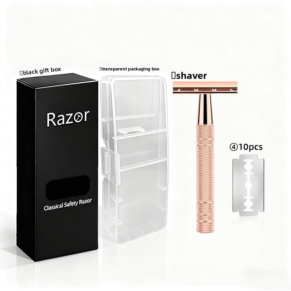 SilkySmooth Rose Gold Safety Razor – Reusable Double-Edge Shaving Razor