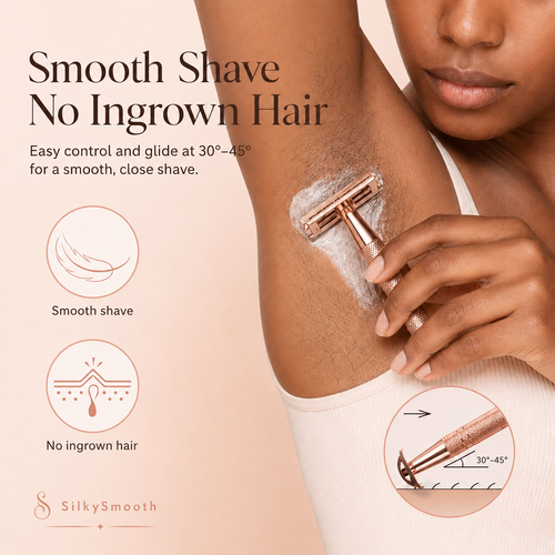 SilkySmooth Rose Gold Safety Razor – Reusable Double-Edge Shaving Razor
