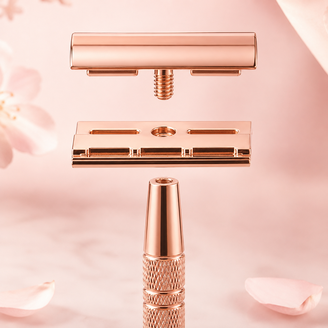 SilkySmooth Rose Gold Safety Razor – Reusable Double-Edge Shaving Razor